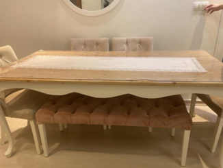 ikea Ahsap masa sandalye ve puf 1